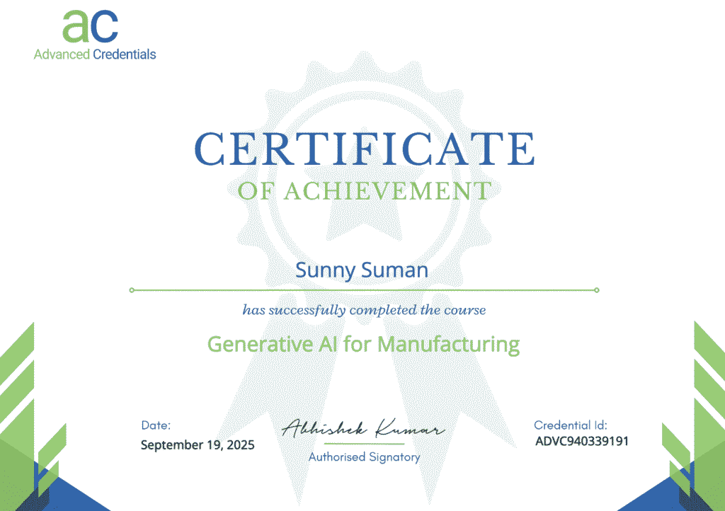 Certificate Gen AI In Manufacture